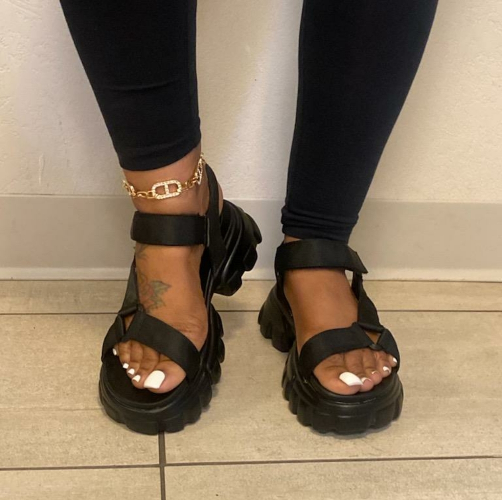 2/$15* Black chunky sole sandals